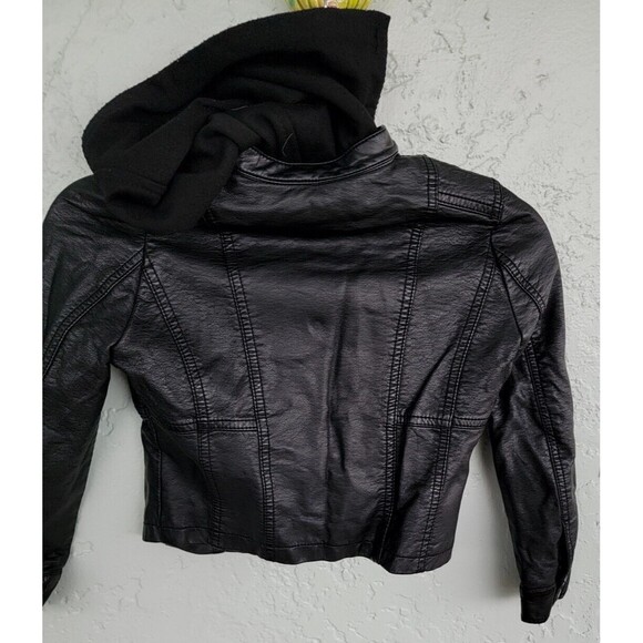 JOUJOU Girls Black Faux Leather Jacket  size M  10/12 - Picture 3 of 13